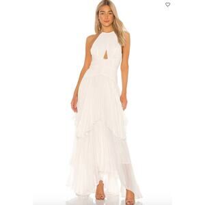 AIIFOS Cream Chiffon Halter Tiered Gown XS